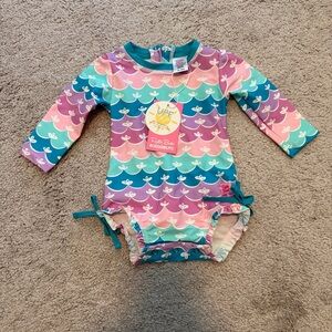RuffleButts Mermaid Long Sleeve Swimsuit